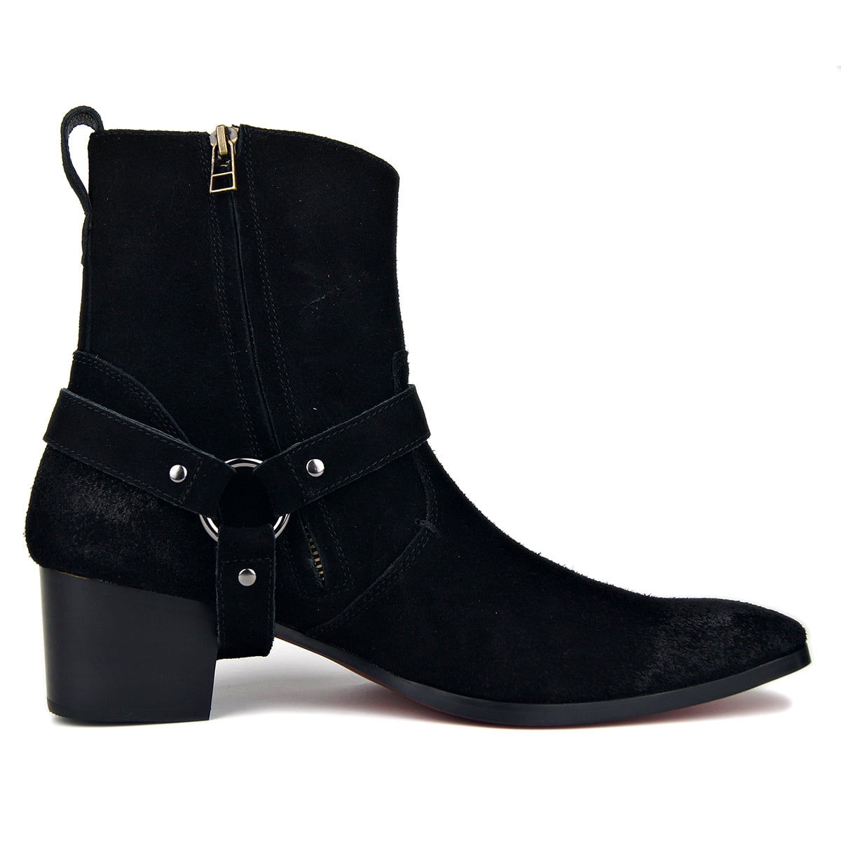 OSSTONE Dress Boots Chelsea Designer Boots-Black Suede 