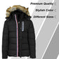 Men's Heavyweight Tech Puffer Jacket With Chest Pocket & Detachable Faux Fur Hood 