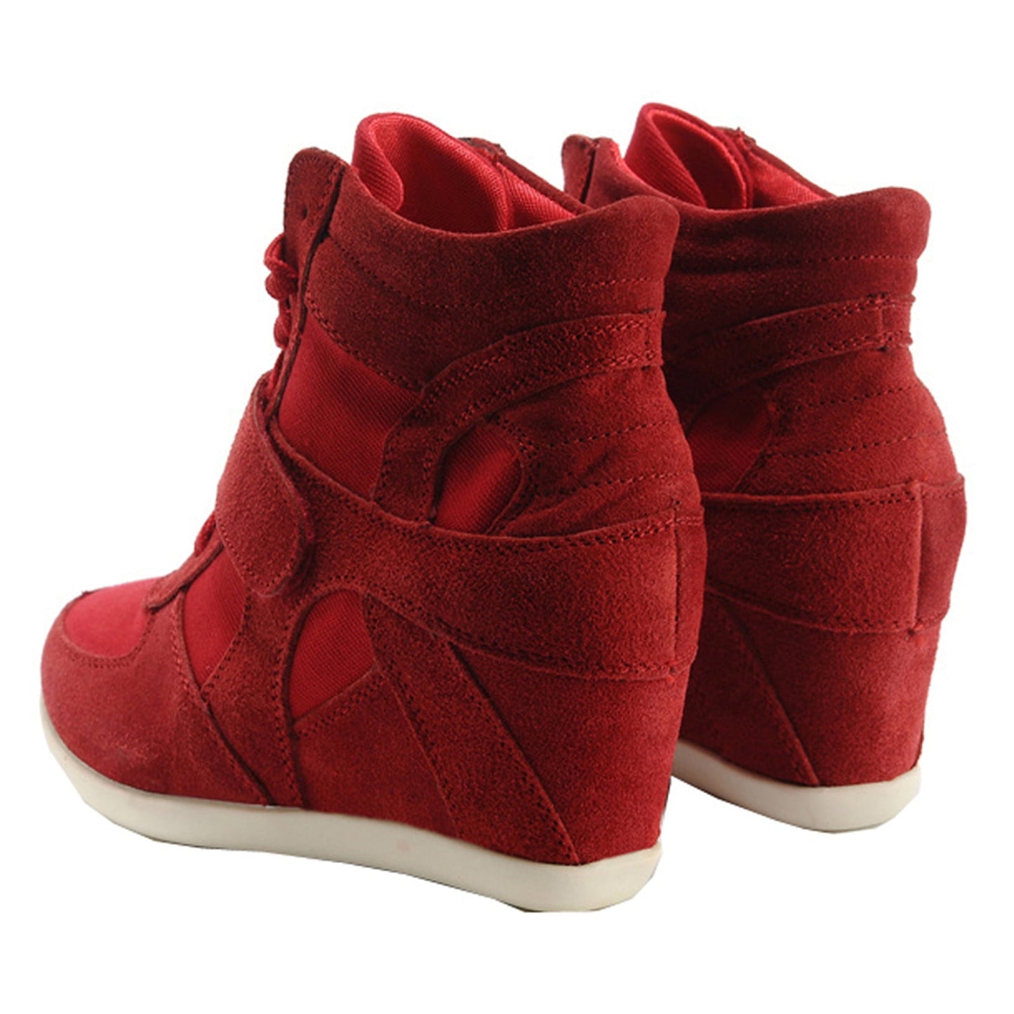 Rismart Hidden Heel High Top Lace-up Suede Sneakers 