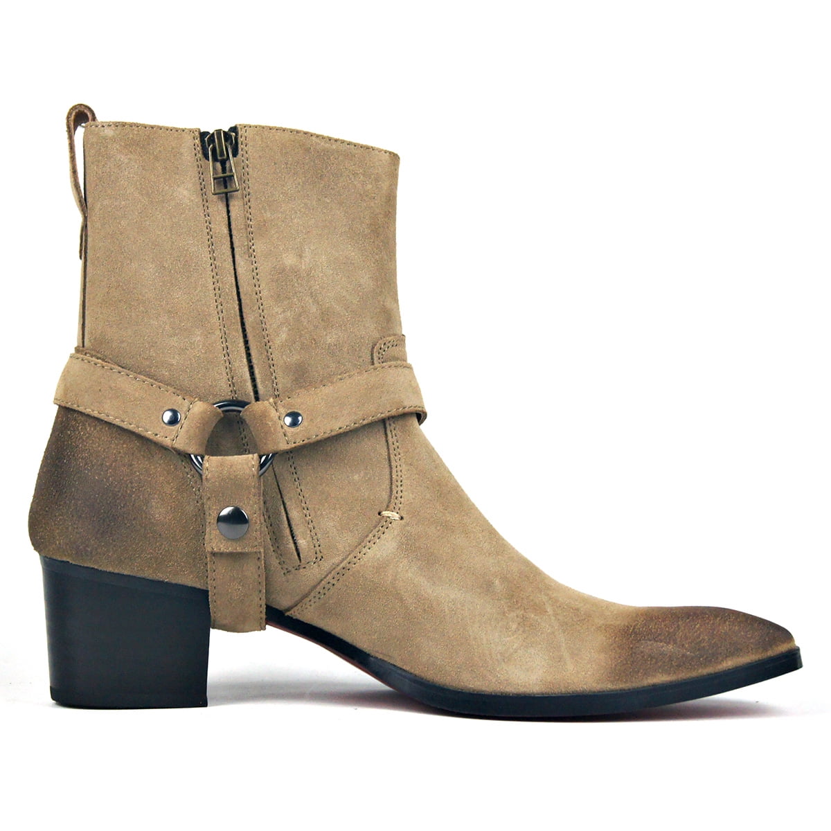 OSSTONE Dress Boots Chelsea Designer Boots -Suede Beige 