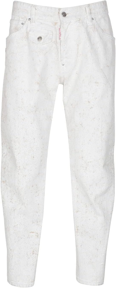 DSQUARED2 Men's Work Wear Jean White Paint Dipped Distressed Jeans Pants