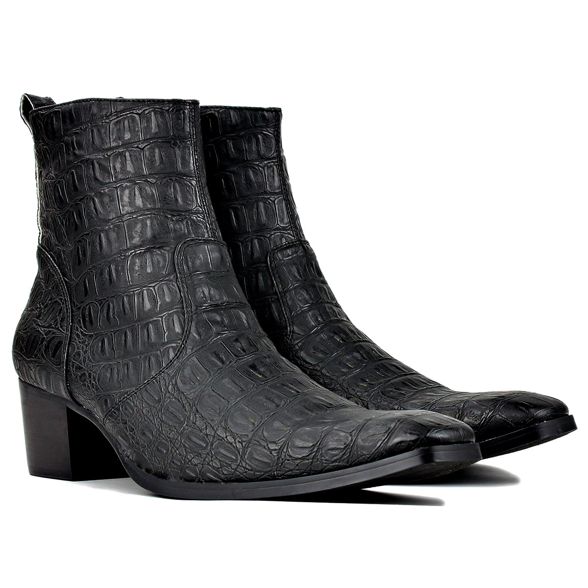 Black OSSTONE Dress Boots Chelsea Crocodile Prints Boots 