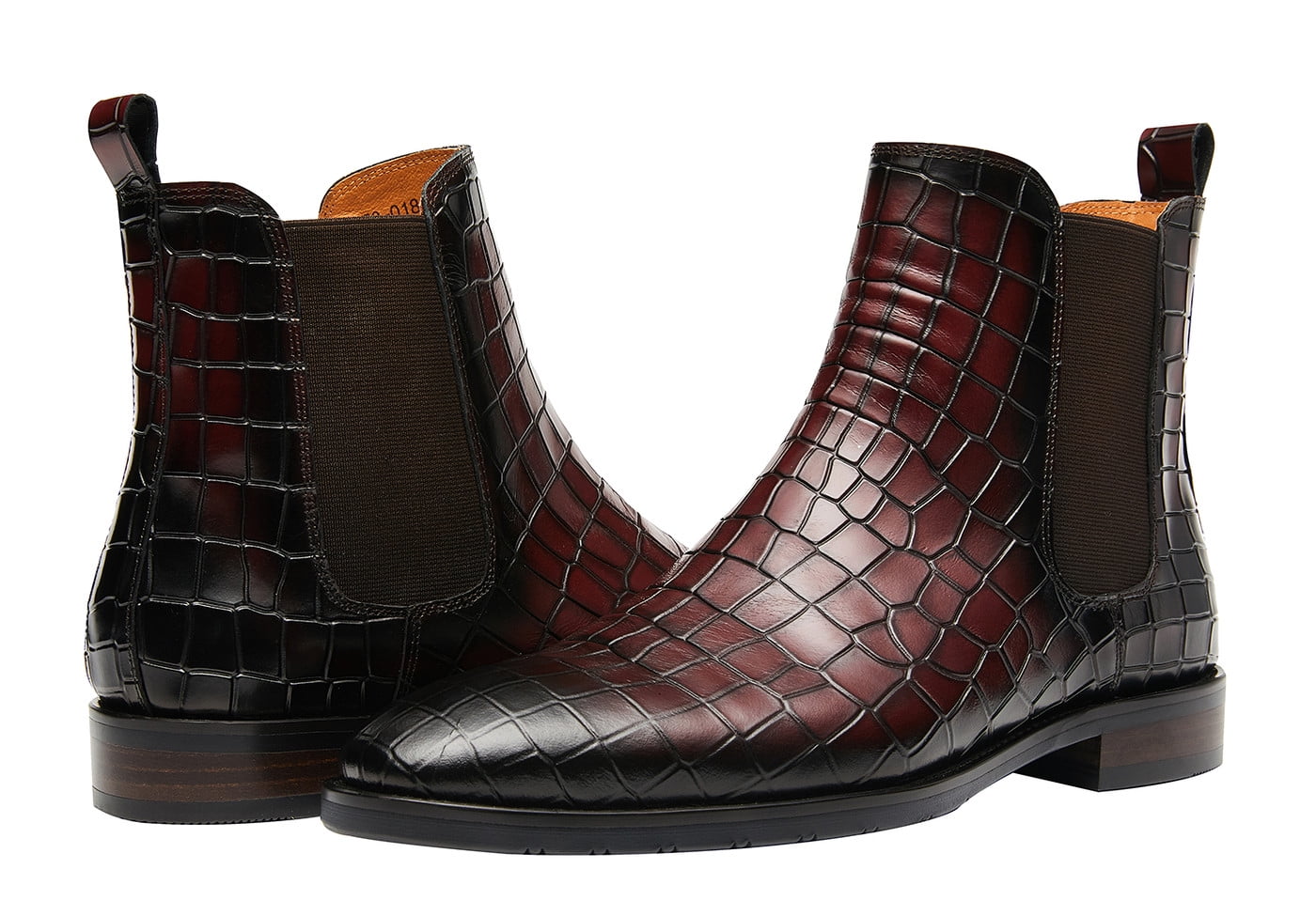 Santimon Genuine Crocodile Pattern Ankle Boots 