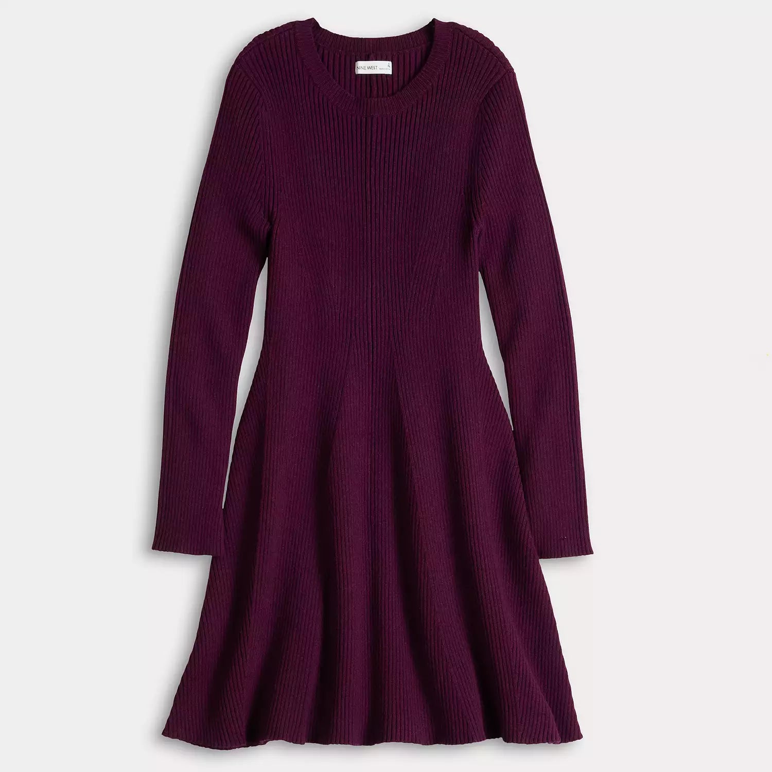 Knitted Ribbed Long Sleeve Sweater Dress 