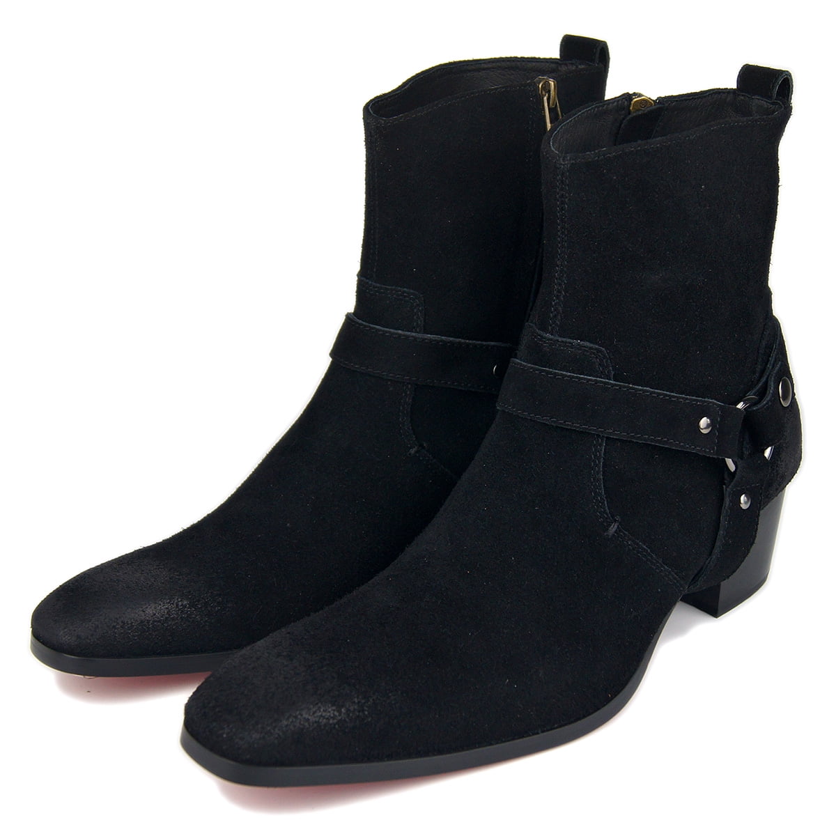 OSSTONE Dress Boots Chelsea Designer Boots-Black Suede 