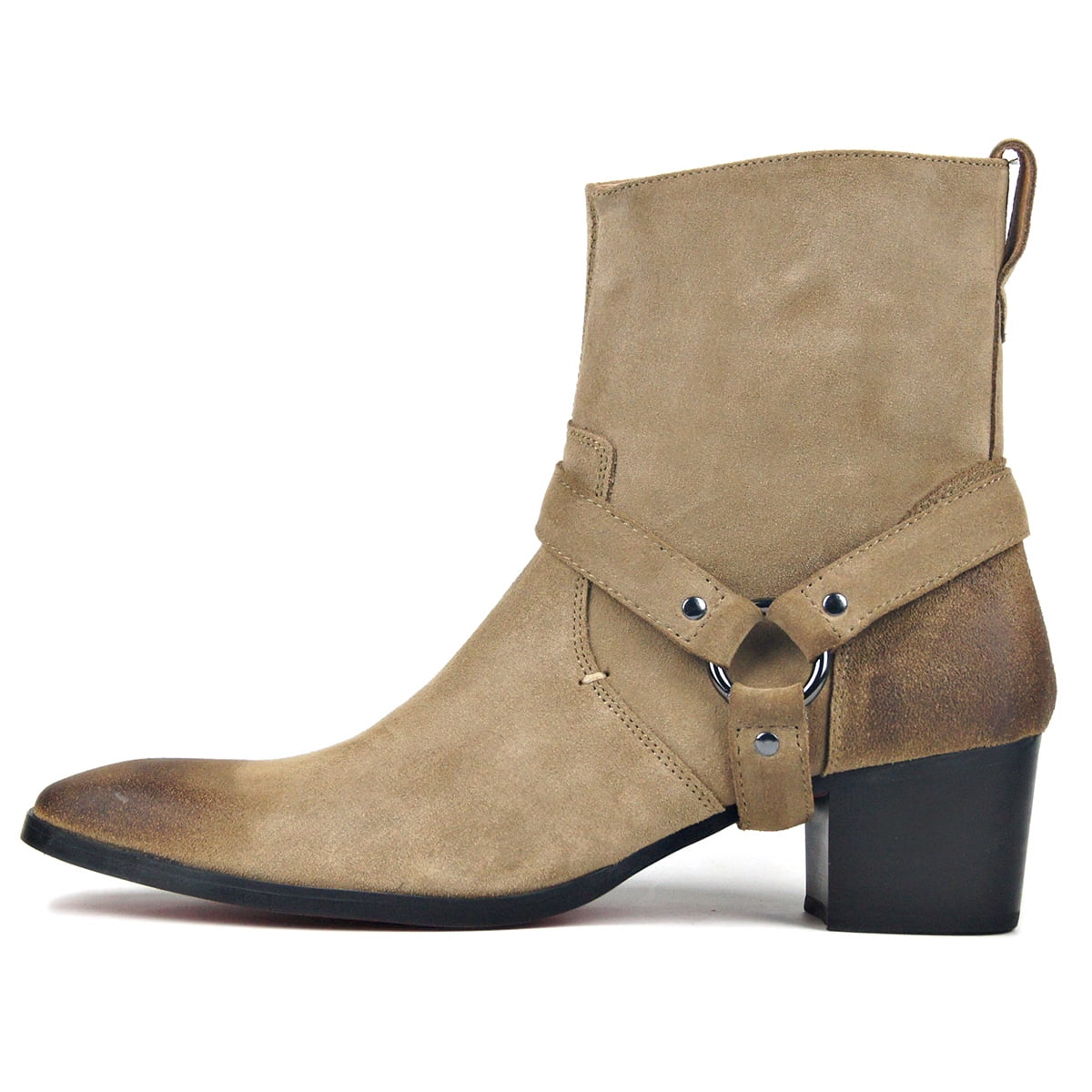 OSSTONE Dress Boots Chelsea Designer Boots -Suede Beige 