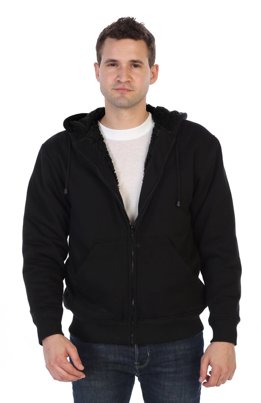 Gioberti Men Heavyweight Sherpa Lined Fleece Hoodie Jacket 