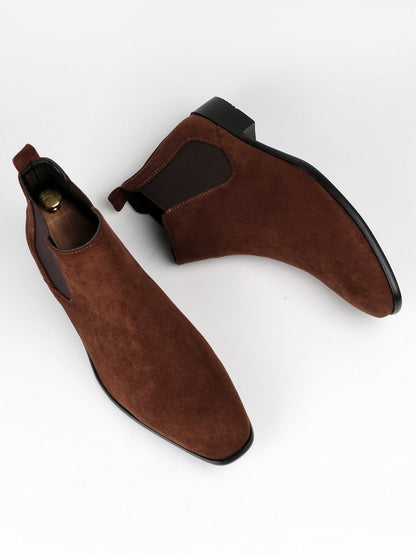 Men Minimalist Slip On Chelsea Boots - Faux Suede Boots 