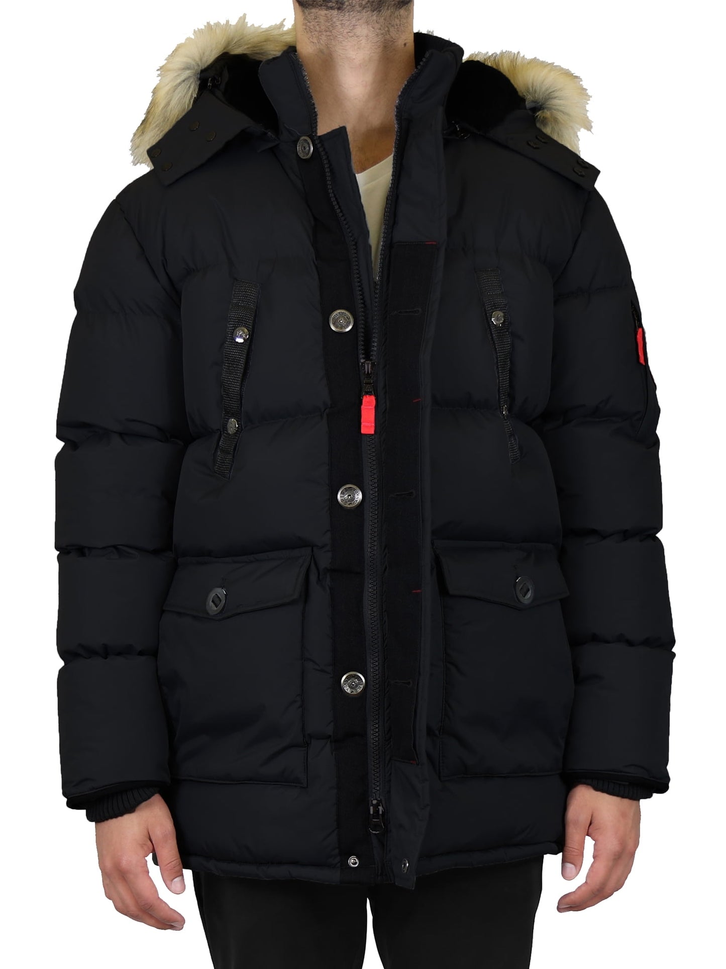 Mens Heavyweight Hooded Long Classic Parka Jacket Coat 