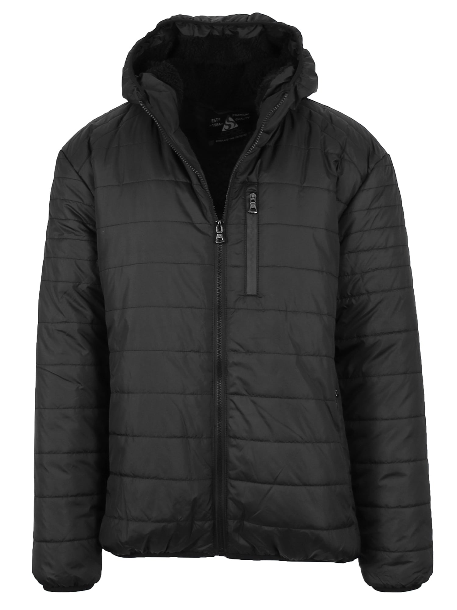 Mens Sherpa-Lined Hooded Puffer Jacket (Sizes, S to 2XL) 