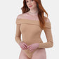 No Boundaries Off-the-Shoulder Bodysuit with Long Sleeves, Women's and Women's Plus 