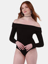 No Boundaries Off-the-Shoulder Bodysuit with Long Sleeves, Women's and Women's Plus 