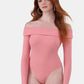 No Boundaries Off-the-Shoulder Bodysuit with Long Sleeves, Women's and Women's Plus 