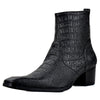 Black OSSTONE Dress Boots Chelsea Crocodile Prints Boots 