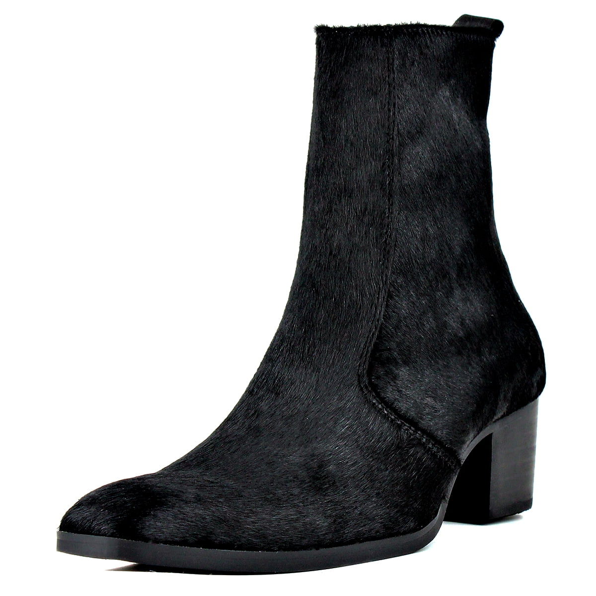 OSSTONE Dress Boots Chelsea Pony Hair Boots for Men 