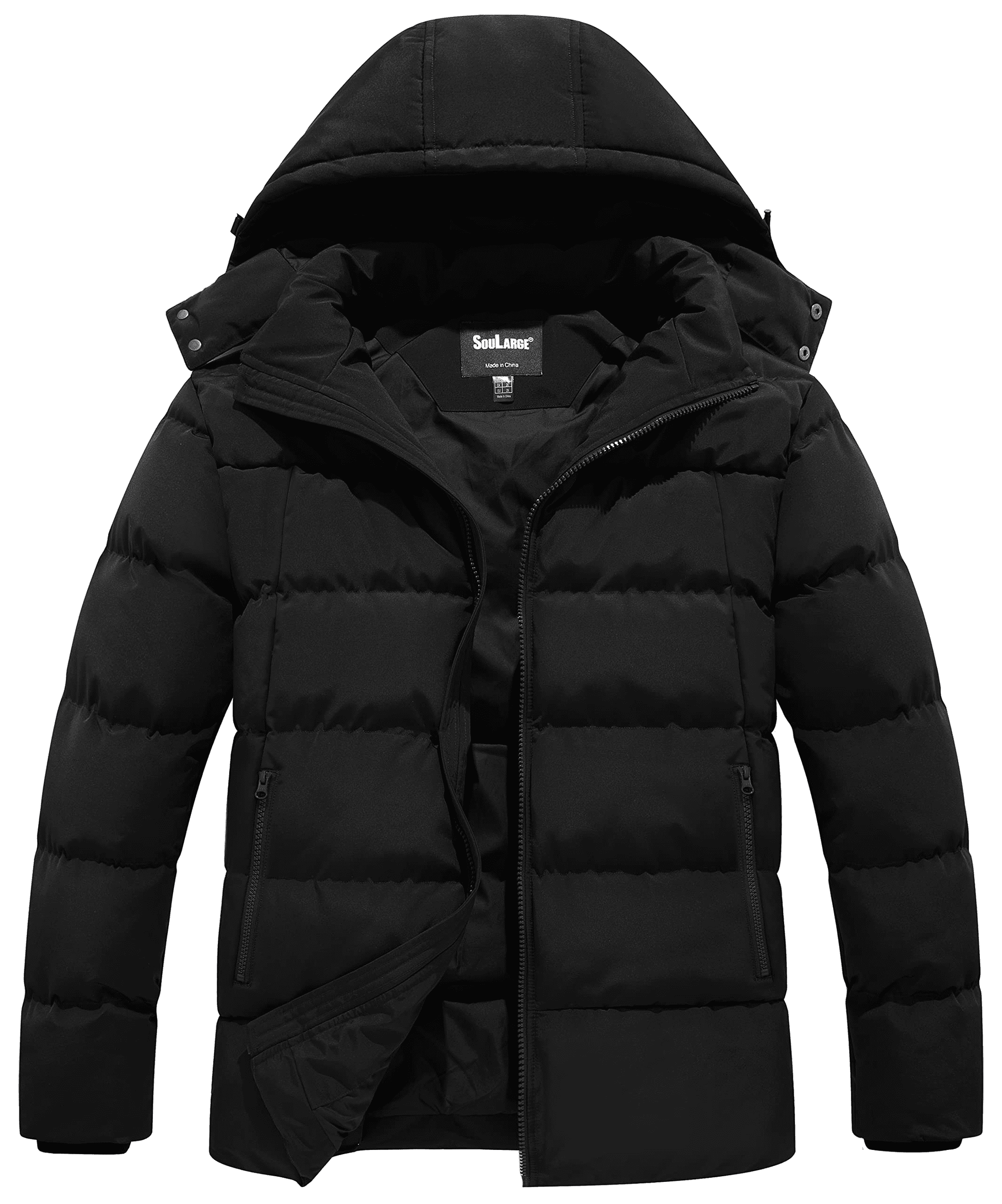 Soularge Men's Big and Tall Winter Windproof Thick Coat 