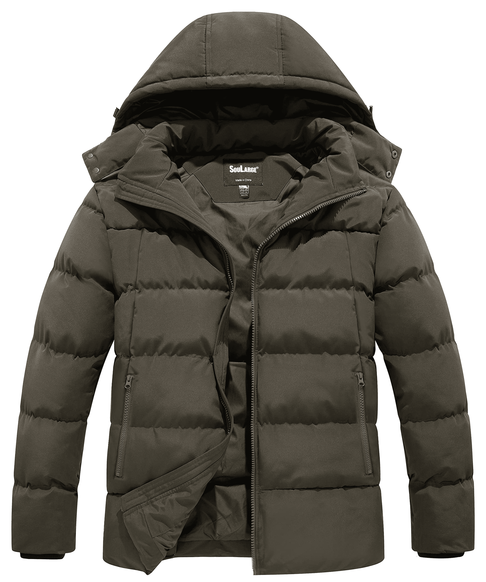 Soularge Men's Big and Tall Winter Windproof Thick Coat 