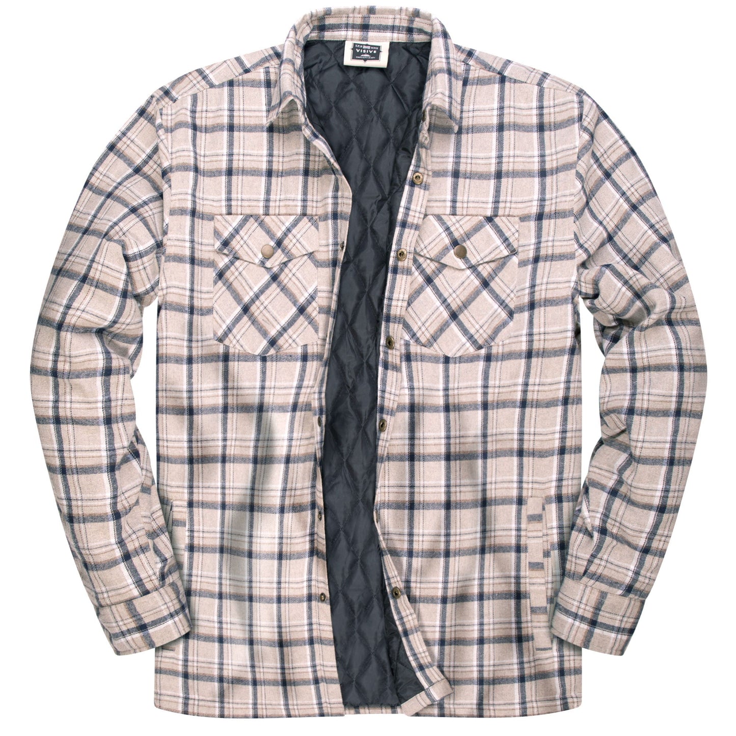 Visive Men's Sherpa-Lined Flannel Jacket - Button-Up Jacket 