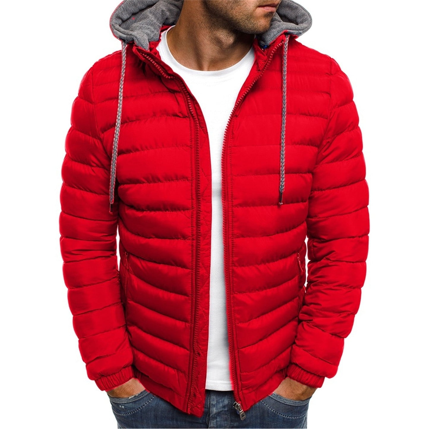 Zpanxa Mens Winter Coats Men's Solid Color Hooded Jacket 