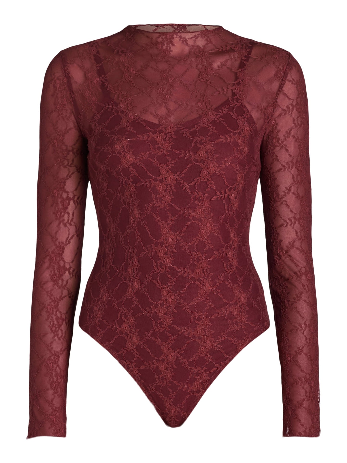 Made  NYC Women's Lace Bodysuit with Long Sleeves 