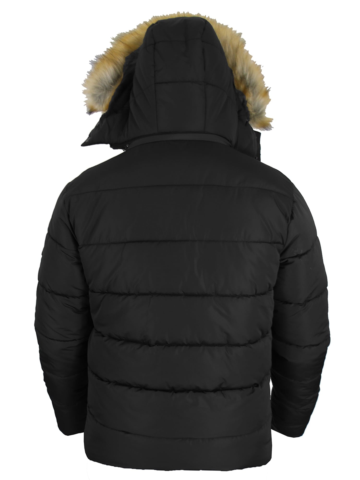 Men's Heavyweight Tech Puffer Jacket With Chest Pocket & Detachable Faux Fur Hood 