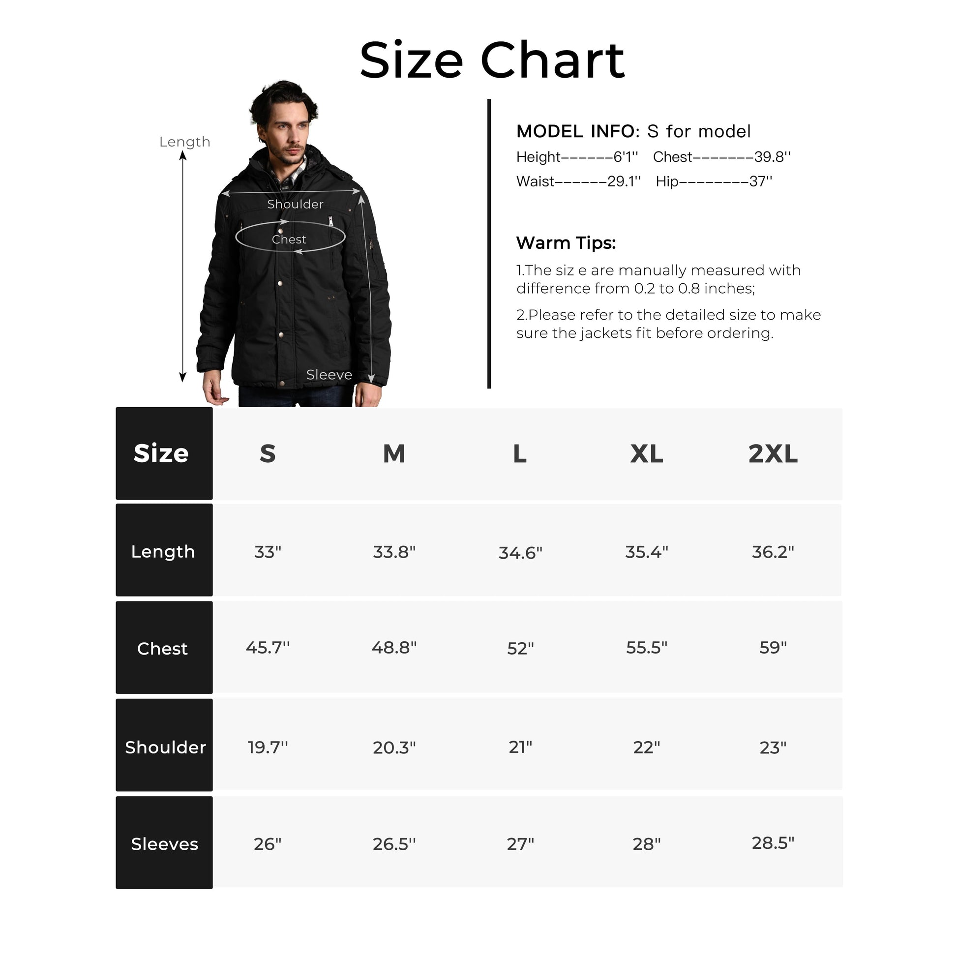 WenVen Men's Winter Coat Warm Puffer Jacket Hooded Windproof Parka 