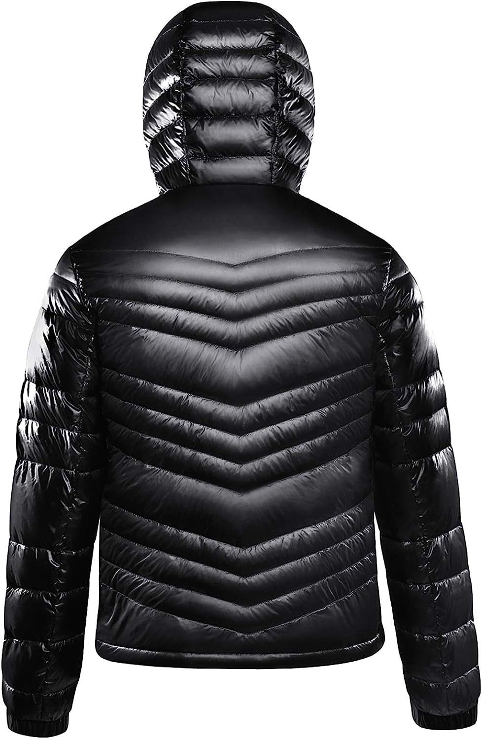 Iceglad Men's Packable Insulated Warm Hooded Puffer Long Sleeve Down Jacket Winter Coat, Black-l 