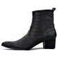 Black OSSTONE Dress Boots Chelsea Crocodile Prints Boots 