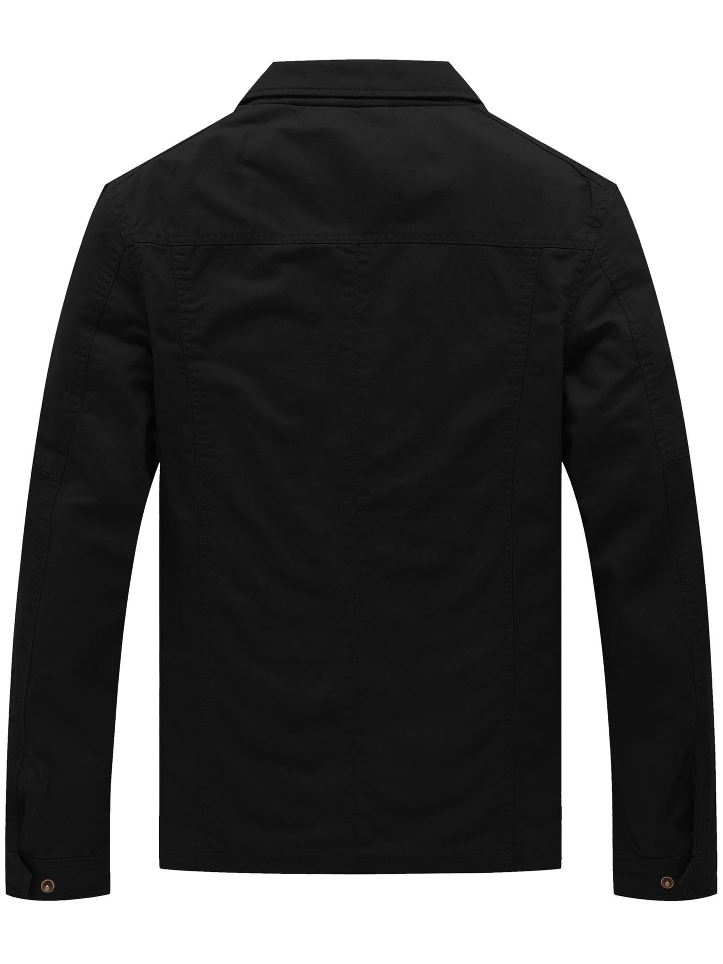 WenVen Men's Jacket Lightweight Long Sleeve Work Coat Black L 