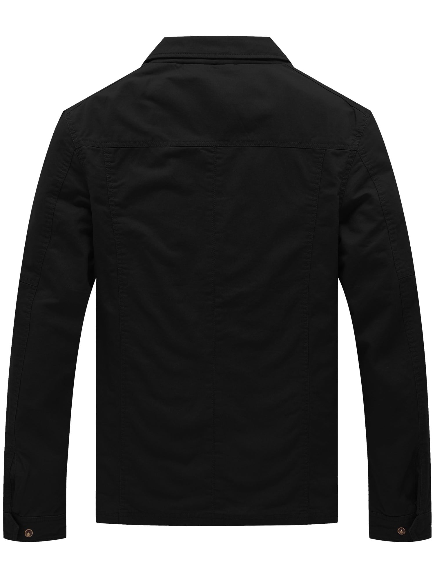 WenVen Men's Jacket Lightweight Long Sleeve Work Coat Black L 