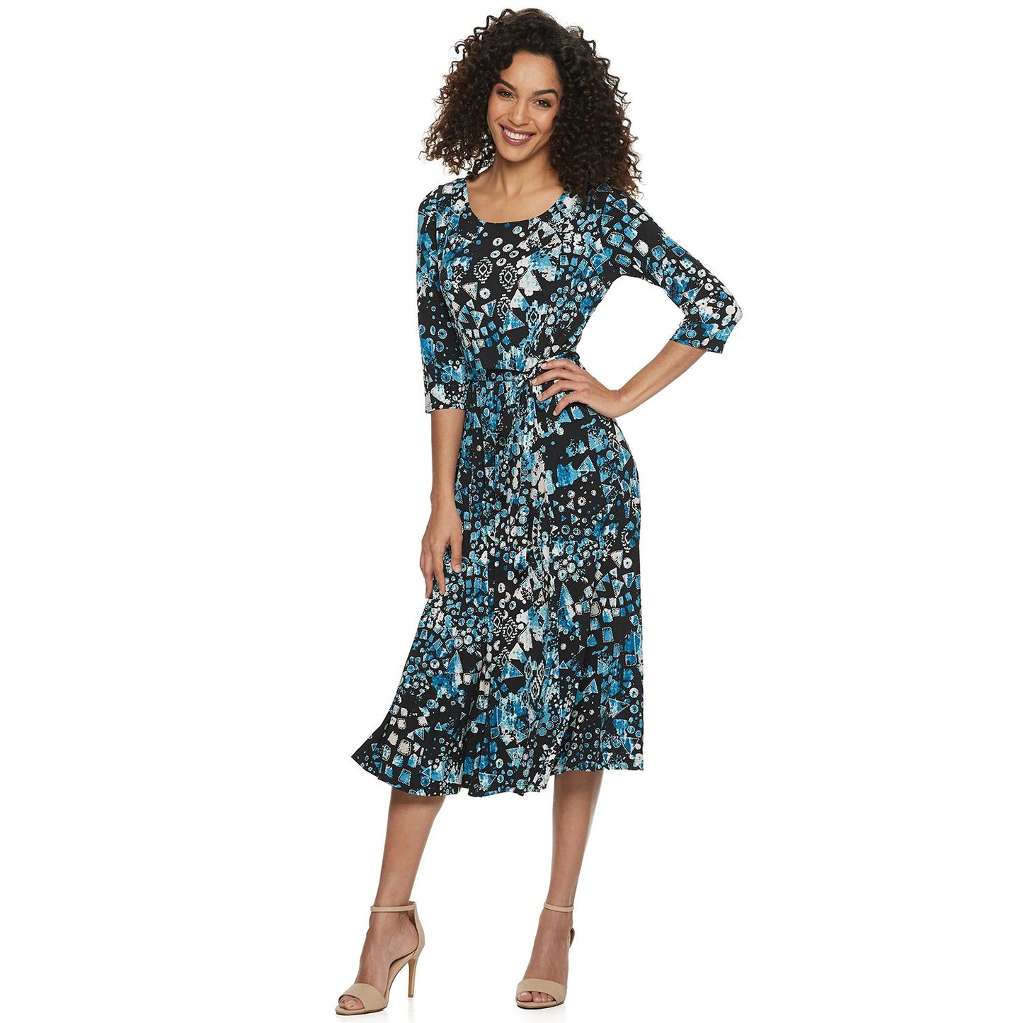 Nina Leonard Print Midi Dress 