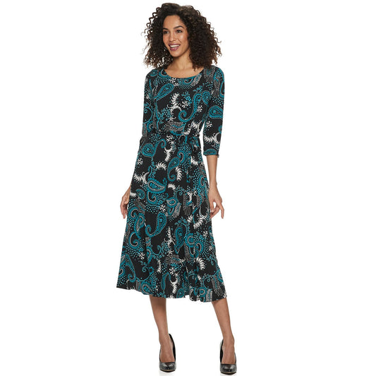 Nina Leonard Print Midi Dress 