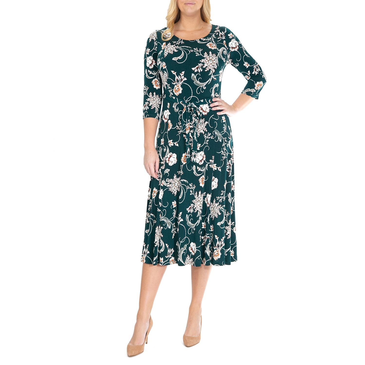 Nina Leonard Print Midi Dress 