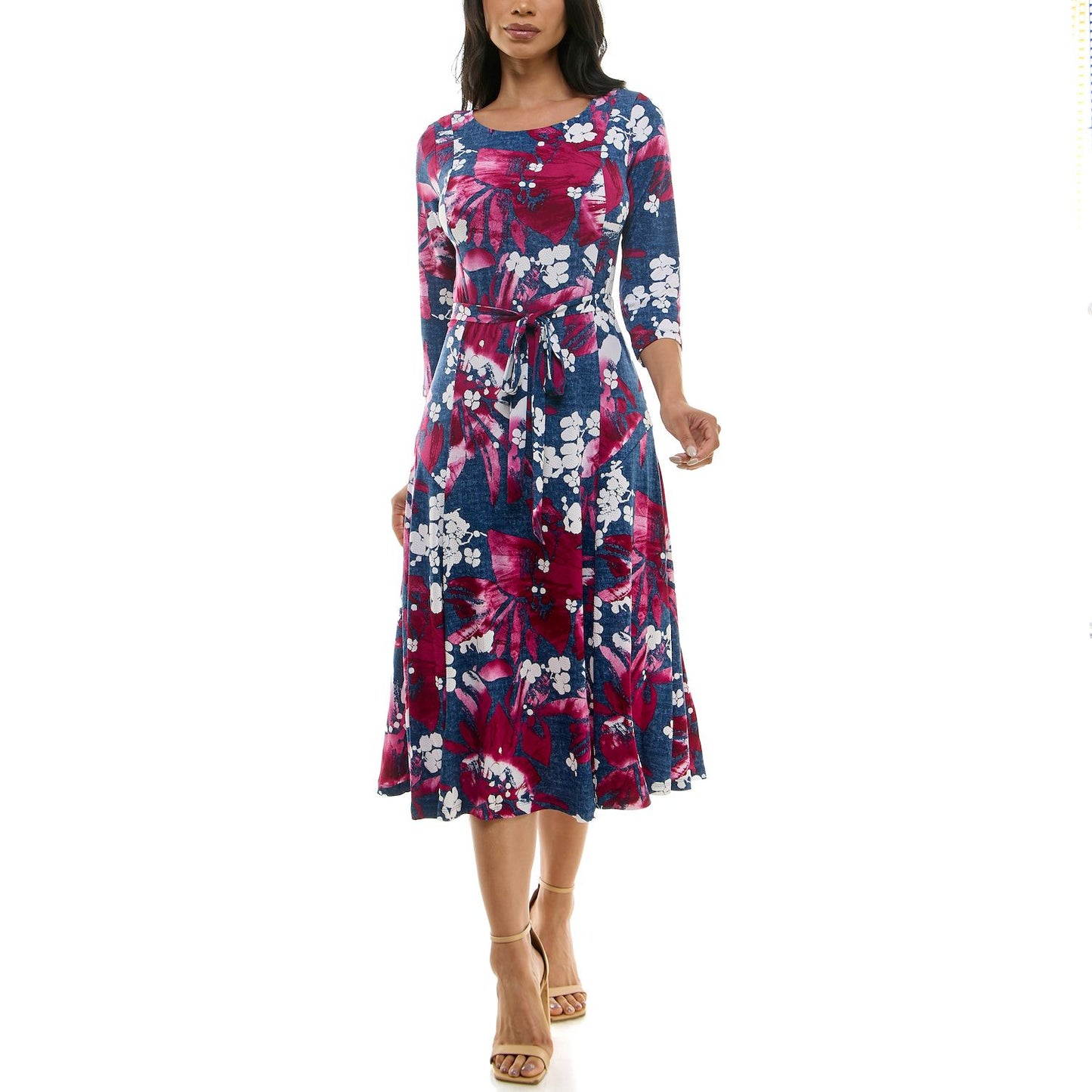 Nina Leonard Print Midi Dress 