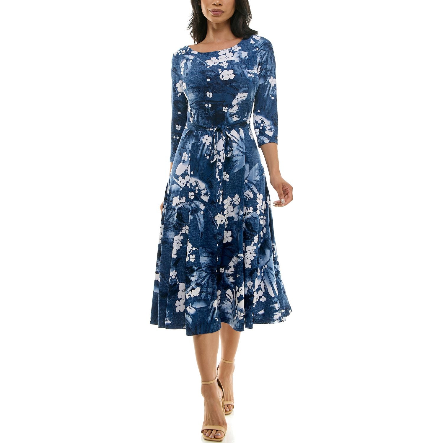 Nina Leonard Print Midi Dress 