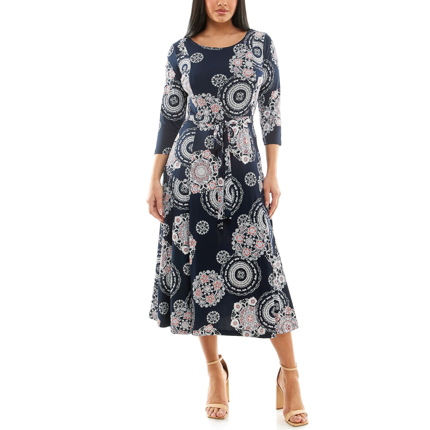 Nina Leonard Print Midi Dress 