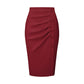 Pencil Skirt High Waist Pleated Front Work Midi Skirts 