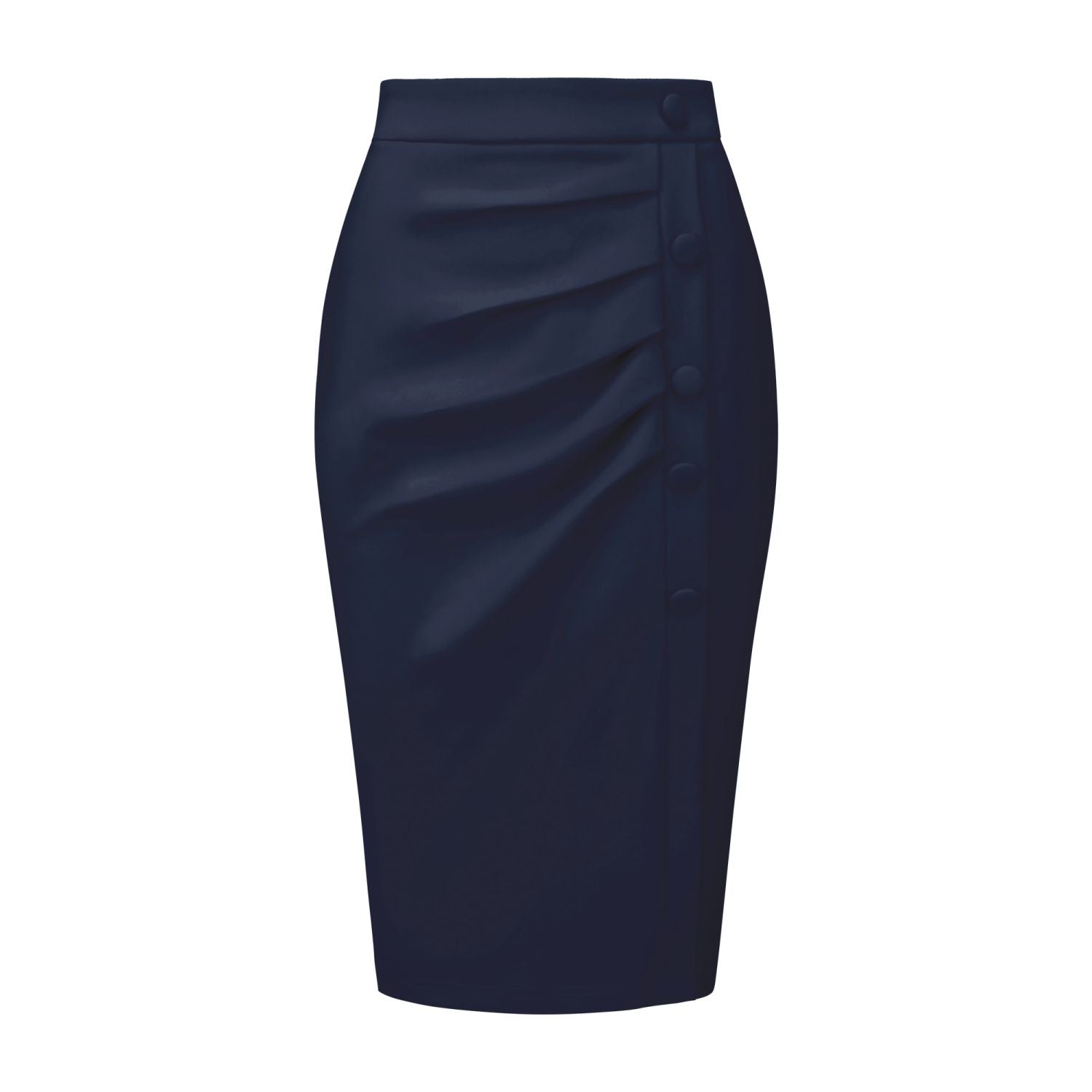 Pencil Skirt High Waist Pleated Front Work Midi Skirts 