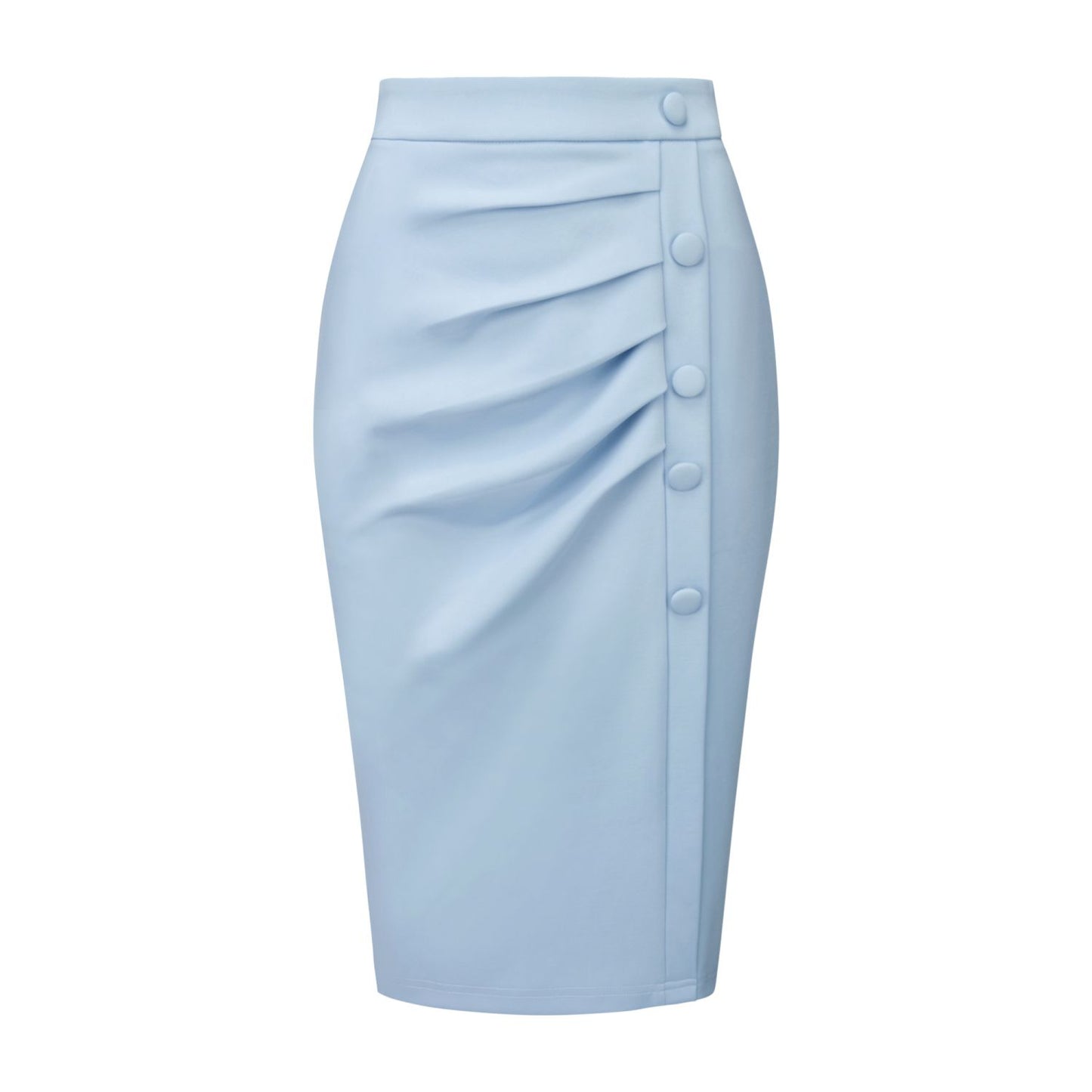 Pencil Skirt High Waist Pleated Front Work Midi Skirts 