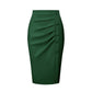 Pencil Skirt High Waist Pleated Front Work Midi Skirts 