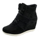 Rismart Hidden Heel High Top Lace-up Suede Sneakers 